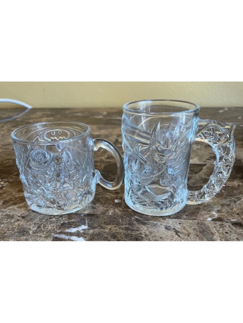 McDonald's Batman Forever Movie Glass Mug Promotional Pieces (Batman & Riddler)